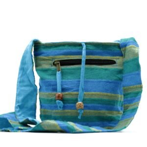 Bolsa bandolera Nepal -Prados de primavera Verde y Azul - Imagen 2