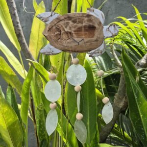 Talla de Tortuga Blanco Lavado - Decoración Colgante 40cm - Imagen 2