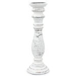 Candelabro Grande de Madera de Mango Blanco - 37 cm