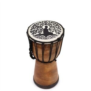 Tambor Djembe artesanal 25 cm con piel de cabra Buda - Imagen 5