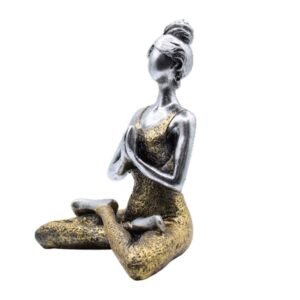 Figura Mujer Yoga Plata y Oro 24 cm - Decoración Zen - Imagen 4
