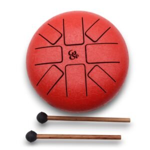 Tambor Hapi Om Rojo con Baquetas - Tongue Drum 16cm - Imagen 4