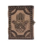 Cuaderno de Cuero Mano de Hamsa Vintage y Costura - 17cm