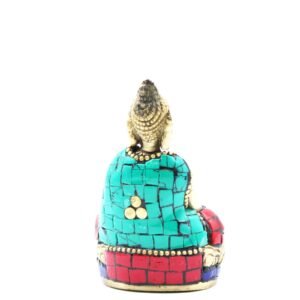 Figura de Buda de Latón e India con Piedras Howlite - 7.5cm - Imagen 5