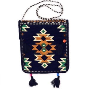 Bandolera Festival Kilim Azul Marino - Estilo Turco Boho - Imagen 4
