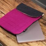 Funda acolchada para laptop - Rosa chocante - Lavado de piedra de 14 oz