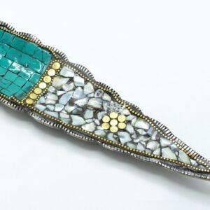 Portaincienso Hoja Larga Tibetana con Mosaico Turquesa - Imagen 3