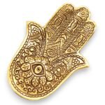 Porta-incienso Hamsa Pequeño Aluminio Dorado 13x5.5cm