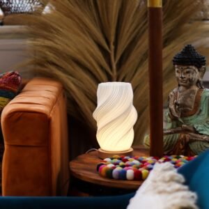 Lámpara Onda LED USB: Diseño Nube Trenzada y Madera (21 cm) - Imagen 5