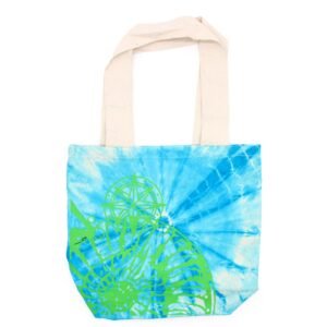Bolsas de Algodón "Tie Dye" (170g) - 38x42x12cm - Concha Marina - Azul y verde - Asa Verde - Imagen 2