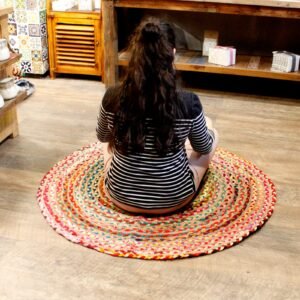Alfombra Redonda de Yute y Algodón Reciclado Ø 120 cm - Imagen 6