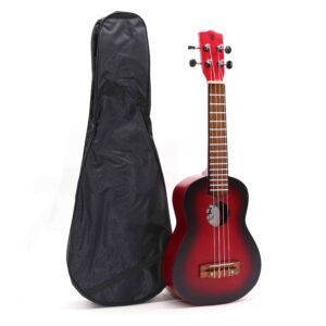 Ukelele Artesanal Sunburst Rojo y Negro - 4 Cuerdas (57 cm) - Imagen 4