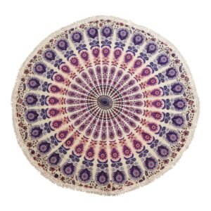 Pequeño Mandala Redondo de Algodón (130 cm) - Púrpuras del pavo real