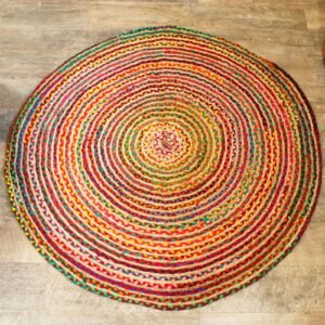Alfombra Redonda de Yute y Algodón Reciclado Ø 150 cm - Imagen 1