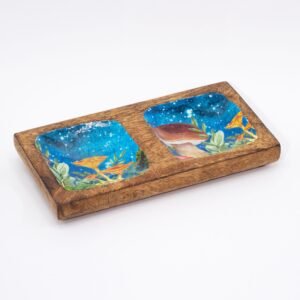 Bandeja Doble de Madera de Mango Diseño Seta - 20x10 cm - Imagen 4