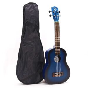Ukelele Artesanal Sunburst Azul y Negro - 4 Cuerdas (57 cm) - Imagen 2
