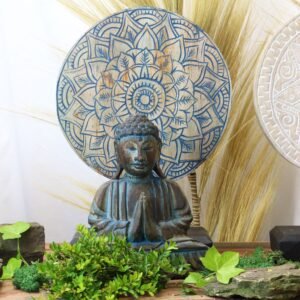 Set Buda y Mandala Floral de Madera Albasia Azul - 45cm - Imagen 7