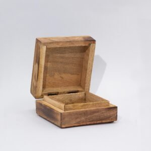 Caja Pequeña Seta Granate - Madera y Esmalte (10x10 cm) - Imagen 2