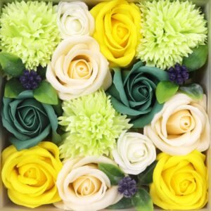 Caja Cuadrada Flores de Jabón - Primavera Amarillo y Verde - Imagen 4