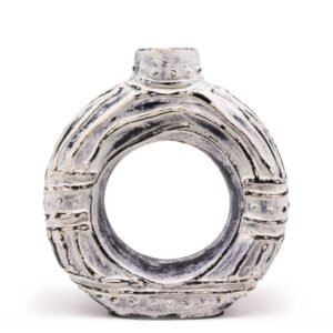 Jarrón redondo con forma de donut - Crema 23cm - Imagen 1