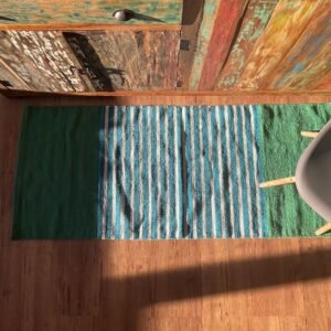 Alfombra India de Algodón - 70x170cm - Azul/ Verde