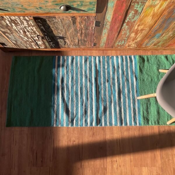 Alfombra India de Algodón - 70x170cm - Azul/ Verde