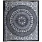 Colcha Doble Mandala de Elefantes Blanco y Negro - 230x200cm