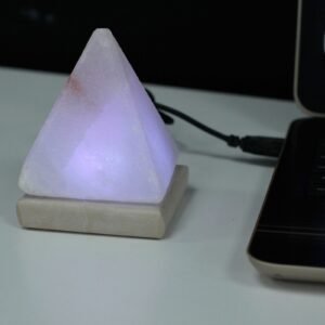 Lámpara de Sal Blanca USB Pirámide: Luz Multicolor (10 cm) - Imagen 2