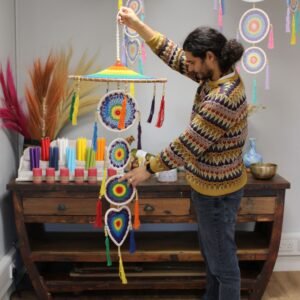 Atrapasueños Gigante Cascada Arcoíris y Bambú (140 cm) - Imagen 4