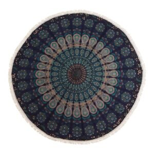Pequeño Mandala Roundie de algodón (130 cm) - Azules de pavo real