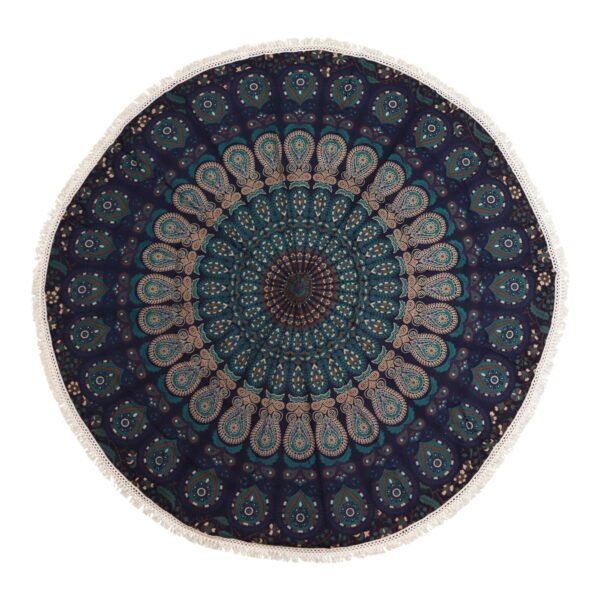 Pequeño Mandala Roundie de algodón (130 cm) - Azules de pavo real