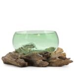 Cuenco de Vidrio Reciclado y Madera de Gamal Grande 31cm