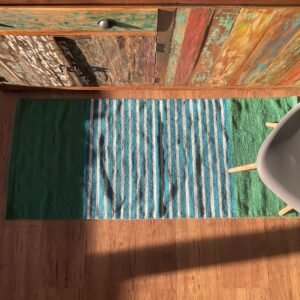 Alfombra Pasillera India de Algodón Azul y Verde 70x170 cm - Imagen 3