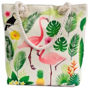 Bolso Shopper Tropical Flamenco con Asas de Cuerda - Imagen 6