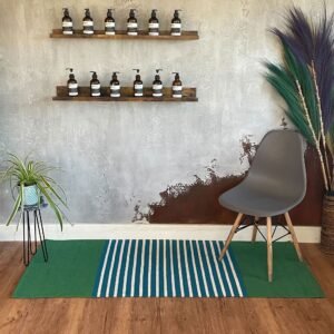 Alfombra Pasillera India de Algodón Azul y Verde 70x170 cm - Imagen 6