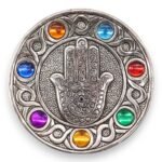 Porta-incienso 7 Chakras Mano de Fátima Hamsa (11,5 cm)
