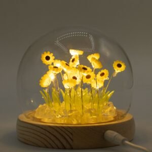 Domo de Cristal Floral Glow - 20 Girasoles LED USB - Imagen 6