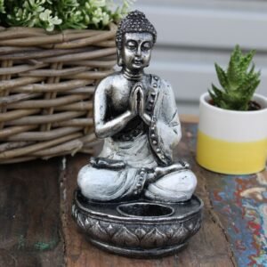 Buda Portavelas Blanco Mediano - Decoración Zen y Relax - Imagen 4