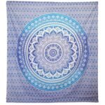 Tapiz de Pared Mandala Azul y Blanco - Pareo Gigante Boho