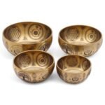 Juego de 4 Cuencos de Latón Grabados - Buda y Mantras 4kg