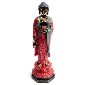 Estatua de Buda de Pie Túnica Roja y Dorado - 24 cm - Imagen 1