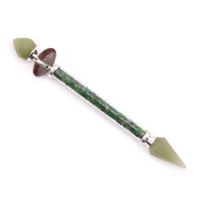 Varita Shiva Lingam de Aventurina Verde y Felicidad (19,5 cm) - Imagen 2