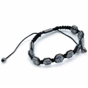 Pulsera Shamballa de Hematita - Calaveras Hexagonales - Imagen 2