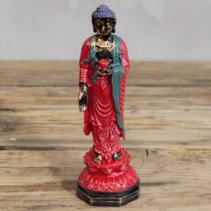 Estatua de Buda de Pie Túnica Roja y Dorado - 24 cm - Imagen 2