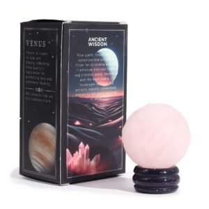 Planeta de Cuarzo Rosa Venus 40mm con Soporte Solar - Imagen 10