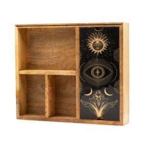 Caja Tarot de Madera con Cajón, Soporte y Ojo Protector