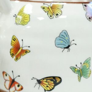 Set de Té de Cerámica Mariposas - Tetera con Asa de Bambú - Imagen 4