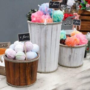 Tina de Madera Blanca Decapada y Cuerda - Expositor 45x32cm - Imagen 5