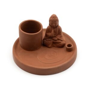Quemador de Incienso Buda Terracota - Soporte Dual Varillas y Conos - Imagen 4