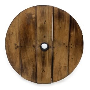 Mesa Auxiliar Barril de Madera con Soporte para Sombrilla - Imagen 5